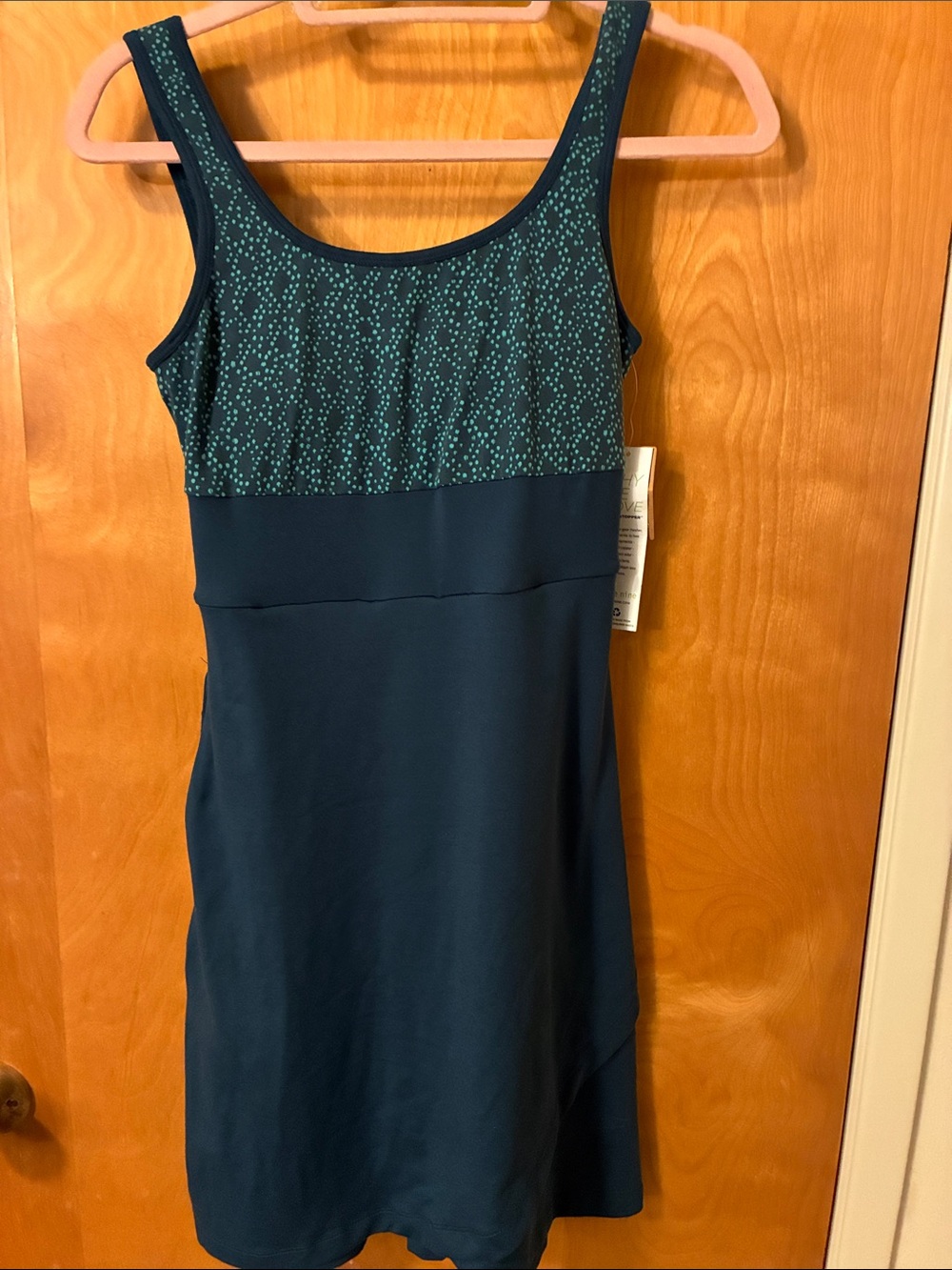 Title 9 Teal Tank Dress with Patterned Bodice Sz Xs